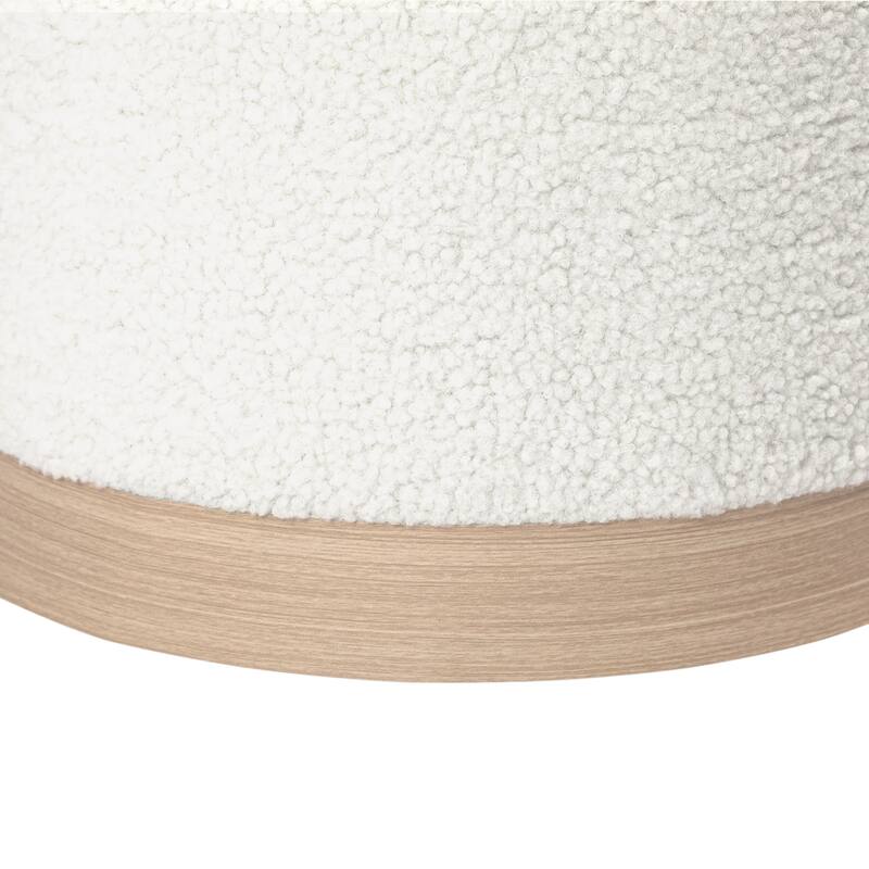Adeco Velvet Round Storage Stool Gold Plating Base Storage Ottoman