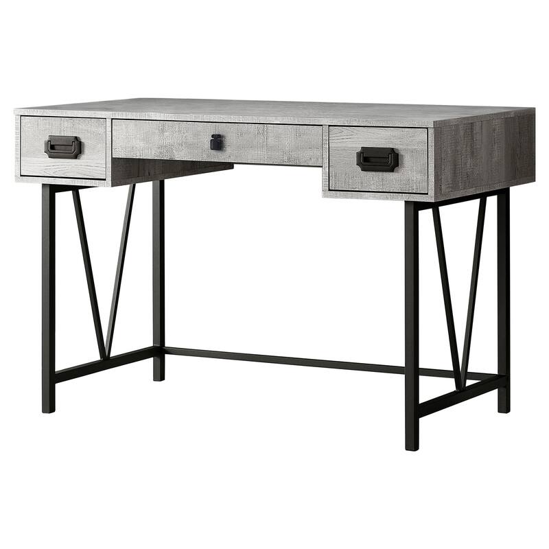 Brown Wood Computer Desk with 2 Drawers, Metal Base and 47 inches Rectangular