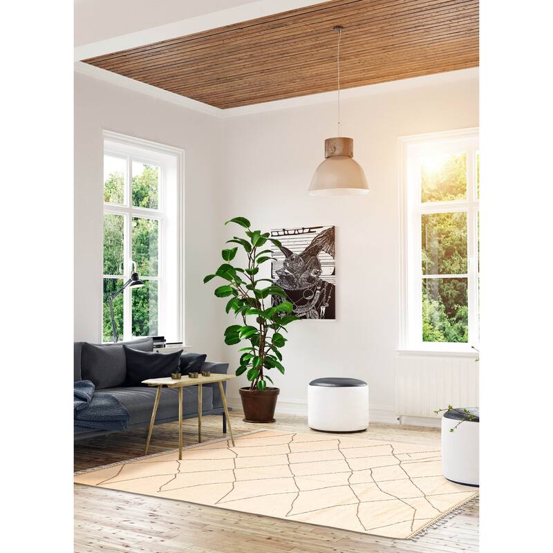 ECARPETGALLERY Hand-knotted Pak Finest Marrakesh Cream Wool Rug - 6'11 x 9'9