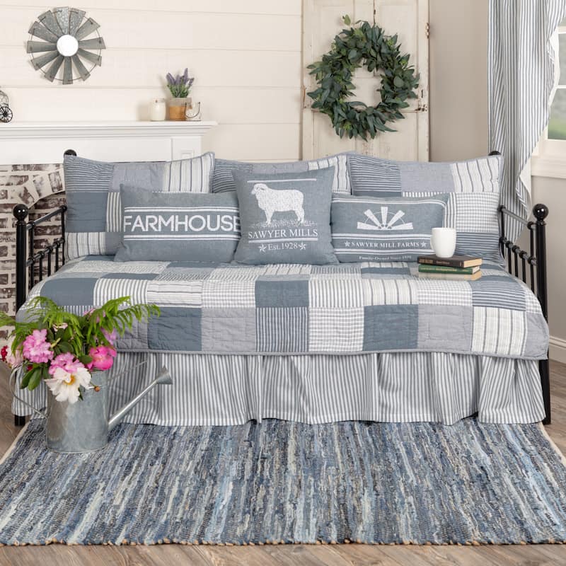 Sawer Mill 5pc Daybed Quilt Set - Daybed Quilt Set - Blue