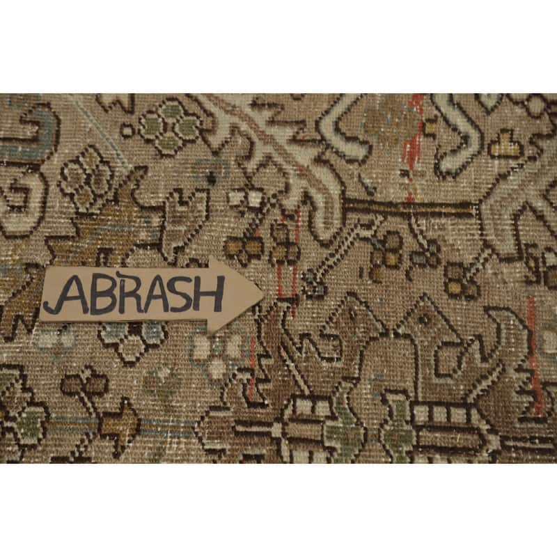 Hand Knotted Oriental 100% Wool Carpet Traditional Geometric Brown Heriz Area Rug - 10' 7'' X 7' 2''