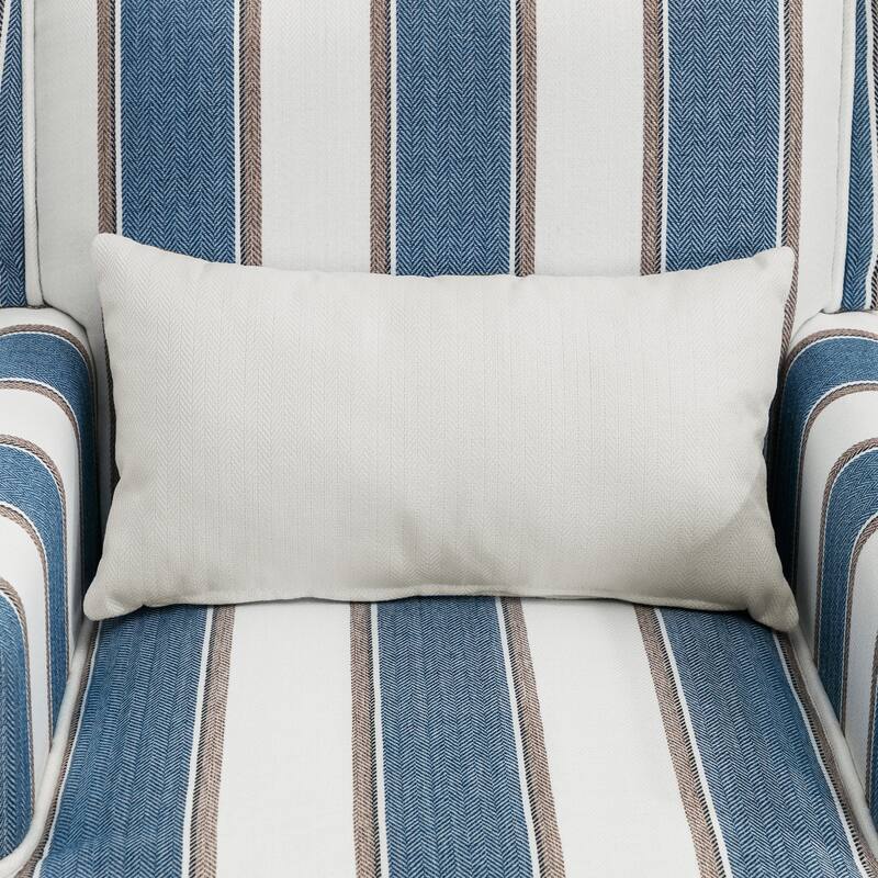 Modern Fabric Accent Chair with Upholstered Armrest Wooden Legs and Pillow for Living Room