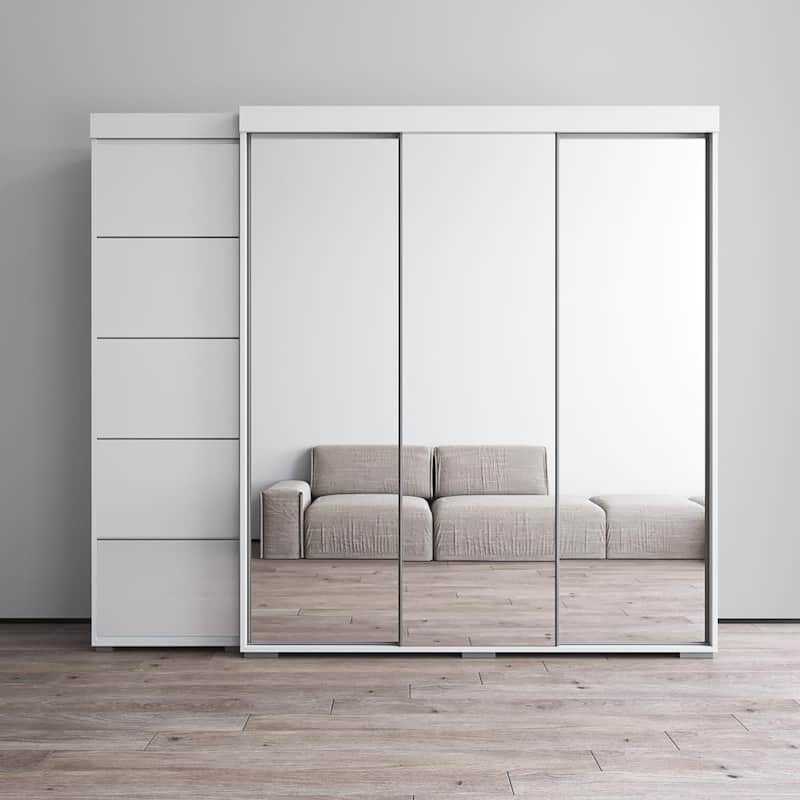 Aria 3D-EX Wardrobe with 3 Mirrors - White