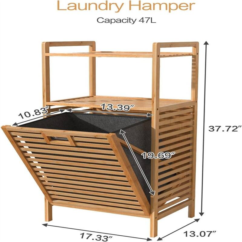 Bamboo Tilt-Out Laundry Hamper Cabinet - 13.07"D x 17.33"W x 37.72"H