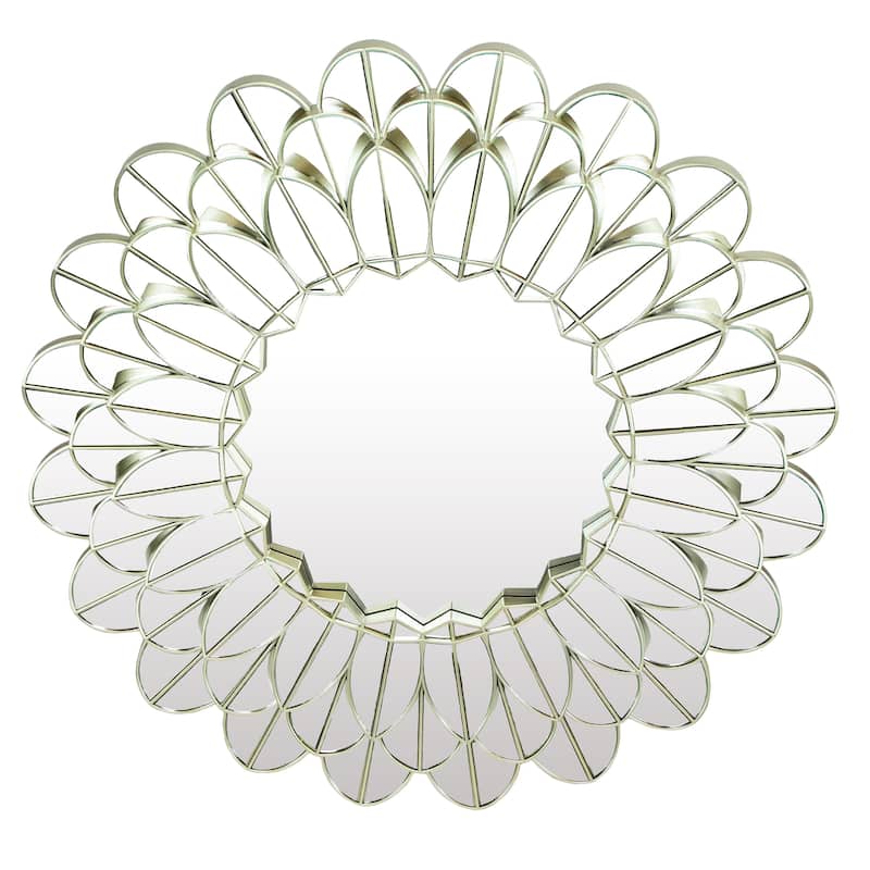 31" Champagne Gold Sunflower Round Wall Mirror