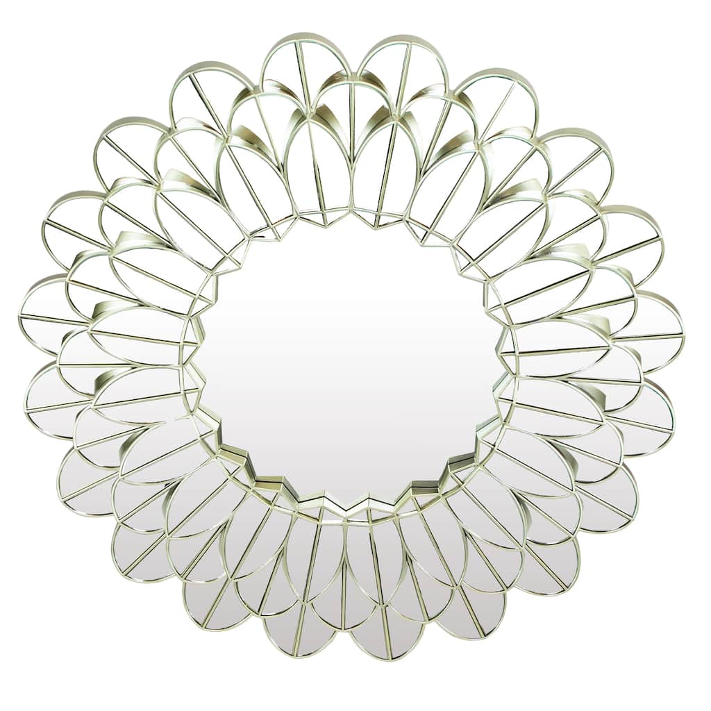 31" Champagne Gold Sunflower Round Wall Mirror