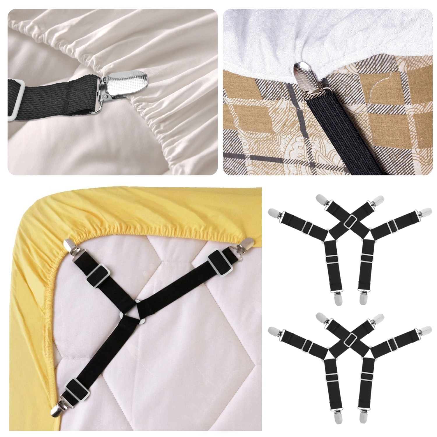 Hk Adjustable Bed Straps For Sheets Bed Sheet Fasteners Suspenders Grippers Holders Triangle Elastic Straps Clips Overstock 30355278