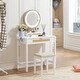 preview thumbnail 8 of 7, COSTARS Rattan Makeup Vanity Desk with Mirror and Lights, White Vanity Table with Drawers,Dressing Table with 3 Lighting Modes