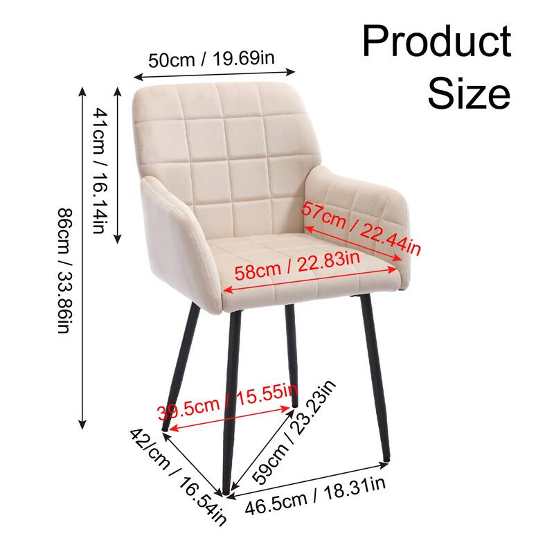 Modern Velvet Kitchen Dining Chairs with Cushions, Armrests, Non Slip for Dining Room Kitchen Living Room Bedroom