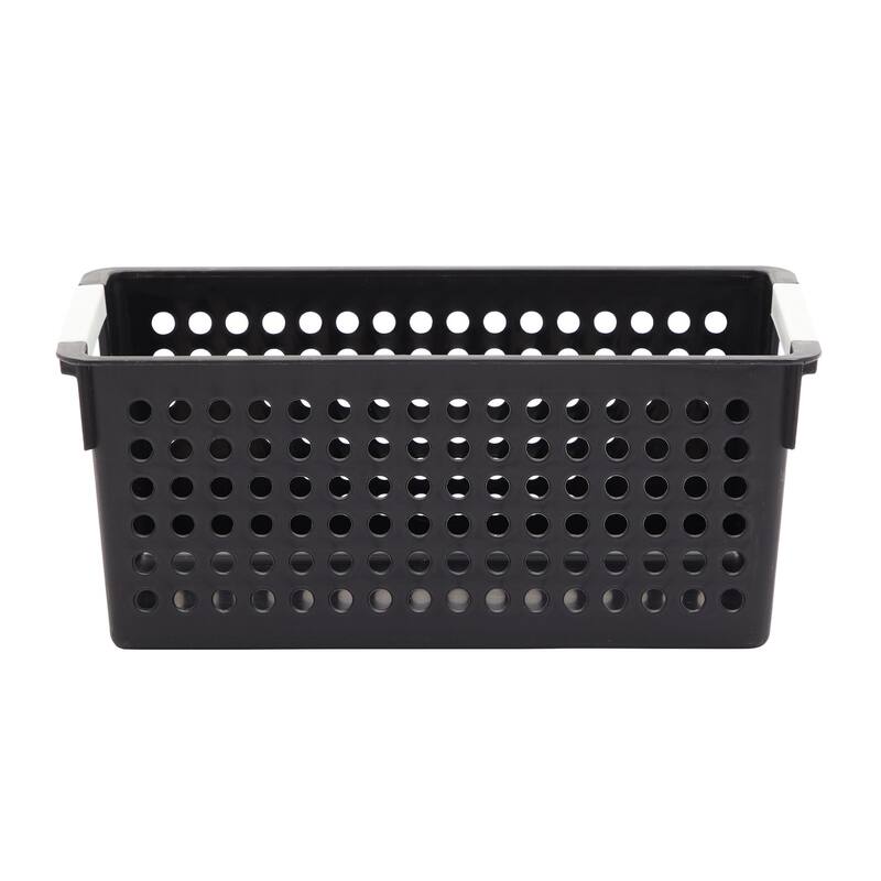 Black Plastic Baskets with Handles for Bathroom, Laundry Room, Closet