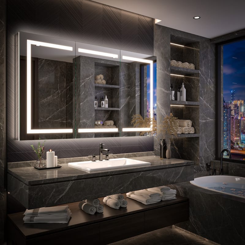 Modland 48"-72"W x 36"H Lighted Bathroom Medicine Cabinet with Backlit & Frontlit Modes,Anti-Fog