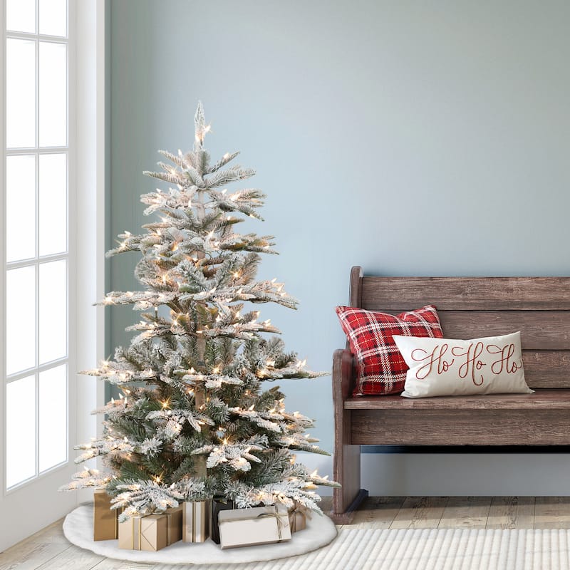 Puleo International 4.5 Pre-Lit Flocked Fir Artificial Tree