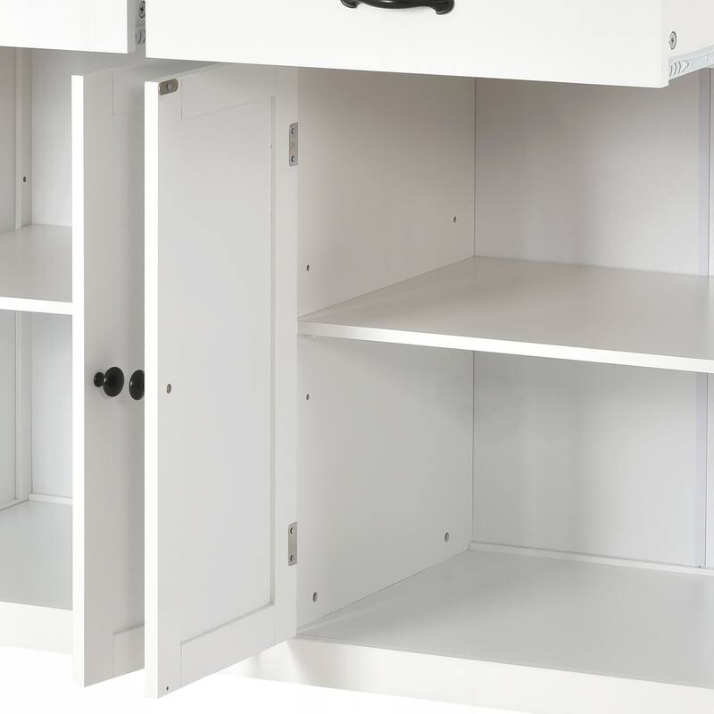 Kitchen Island Cart with Solid Wood Top and Locking Wheels