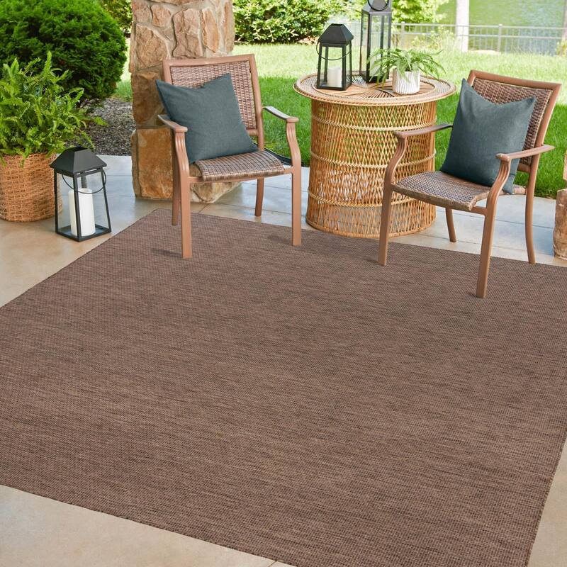 Outdoor Amsterdam Collection Area Rug - Light Brown - 13' Square