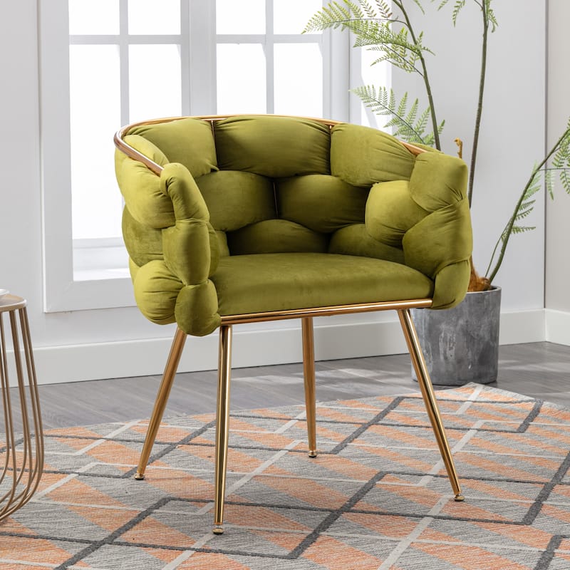 Simple Leisure Velvet Accent Chair Dresser Stool Set of 2, with Gold Metal Foot