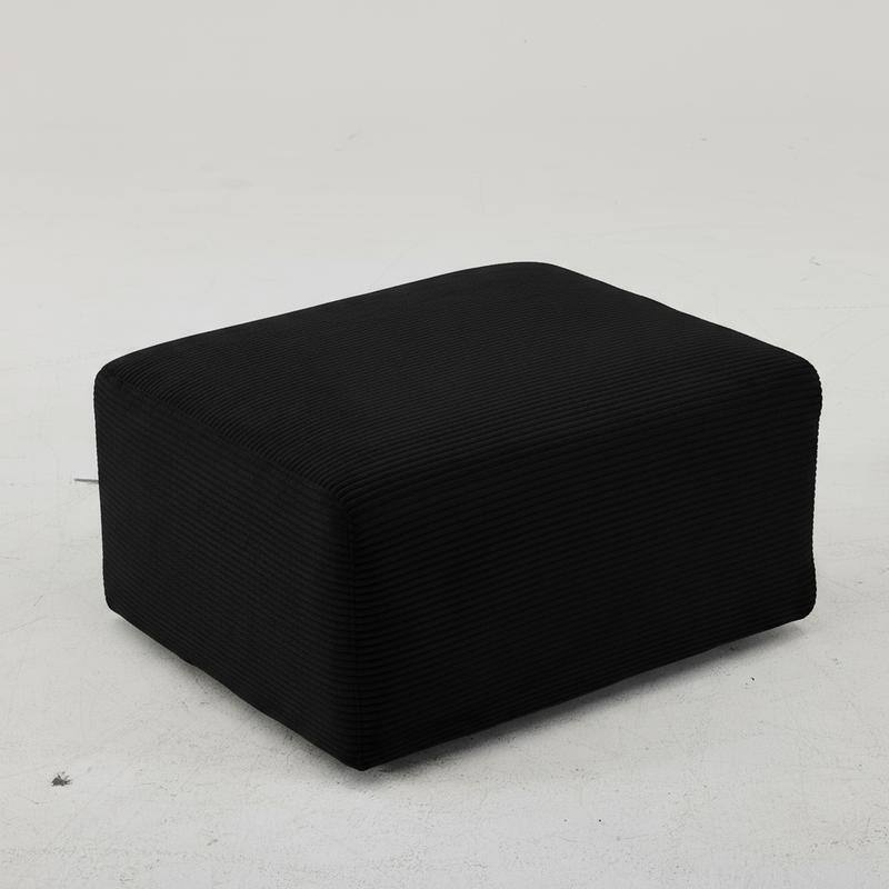 33.46 in. W Corduroy Boneless Rectangle Ottoman - Black
