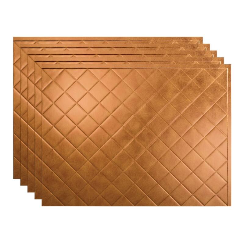 Fasade Quilted Decorative Vinyl 18in x 24in Backsplash Panel in Antique Bronze - 5 Pack