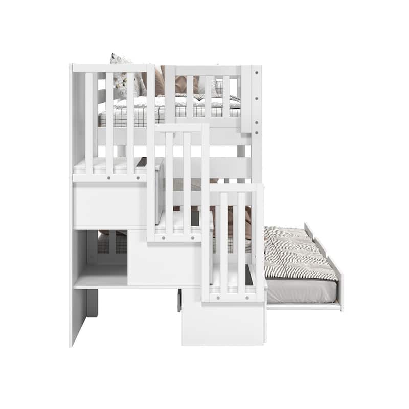 Taylor & Olive Trillium Twin over Twin Stairway Bunk Bed, Twin Trundle