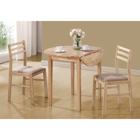Natural 36nch Drop Leaf Table Top Three Piece Dining Set