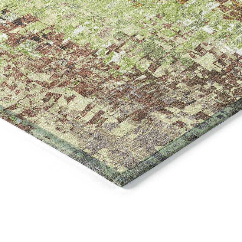 Machine Washable Indoor/ Outdoor Abstract Pixels Chantille Rug