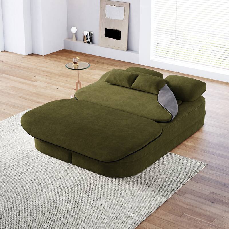 GDFStudio - Willoughby Chenille Foldable Sleeper Sofa Bed with Multi Functional Blanket