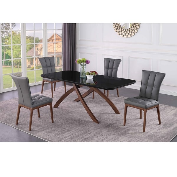 Somette Emerson Black Glass Top Dining Table - Bed Bath & Beyond - 38102355