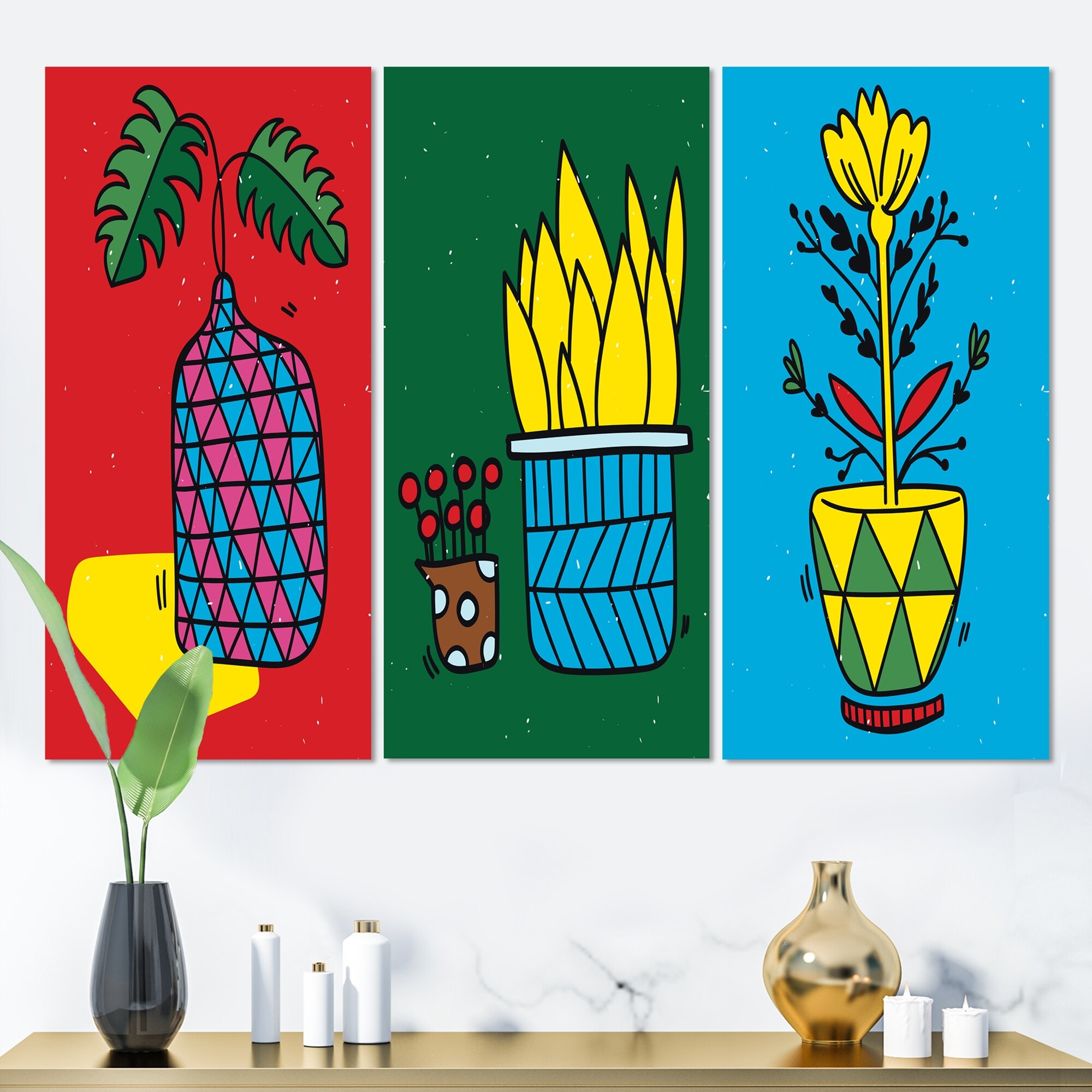 Minimalistic Floral Pop Art I - Vibrant Traditional Wall Art by Designart-image