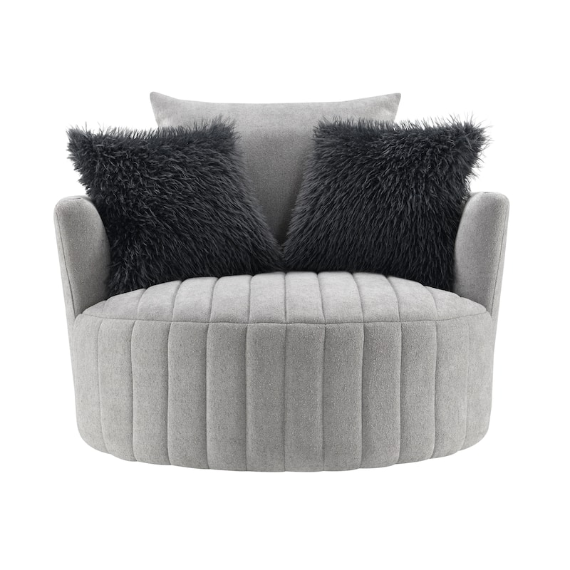 Furniture of America Arven Modern 45-inch Fabric Vertical Channel Swivel Accent Chair