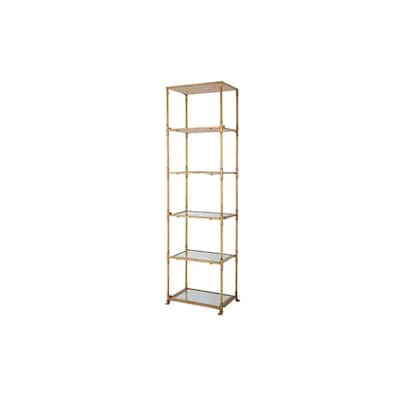 6-Tier Mirrored Shelves - 5.75' - Gold