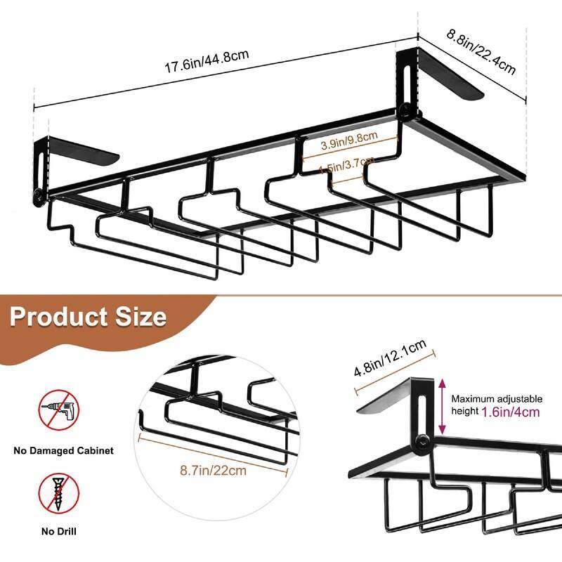 Hanging Wine Glass Storage Hanger Organizer - 17.6"D x 8.8"W x 2"H