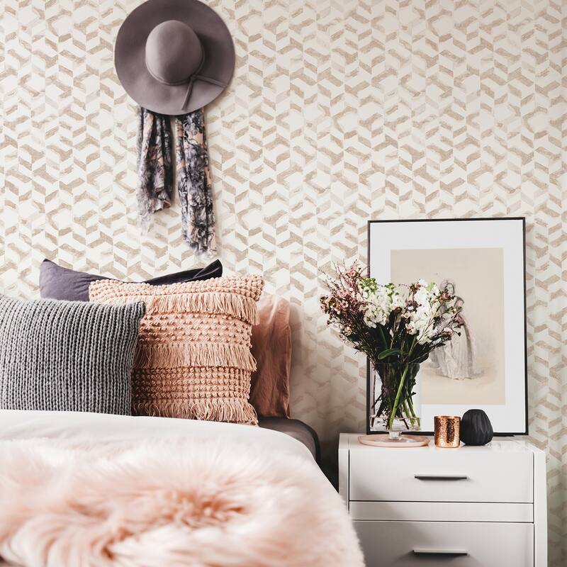 A-Street Prints Instep Rose Gold Abstract Geometric Wallpaper