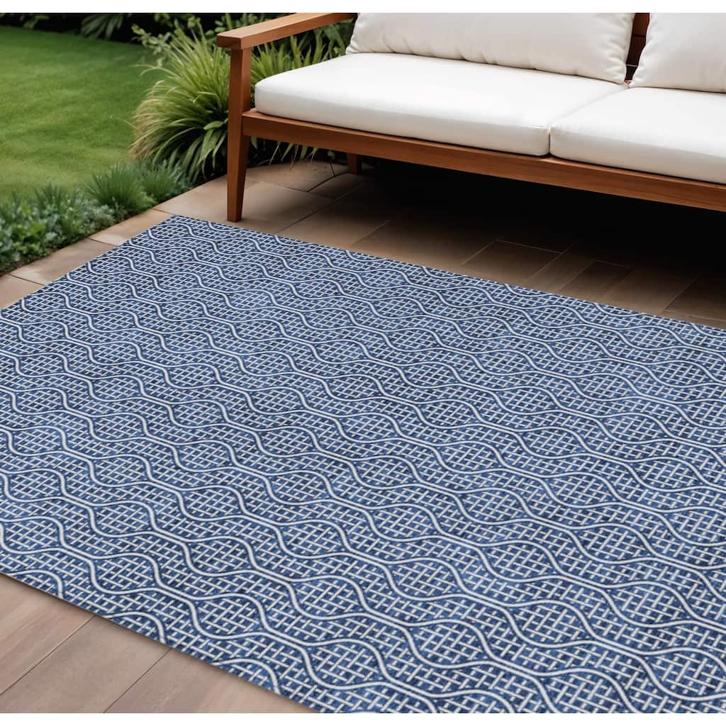 HomeRoots Geometric Transitional Rectangle Outdoor Rug