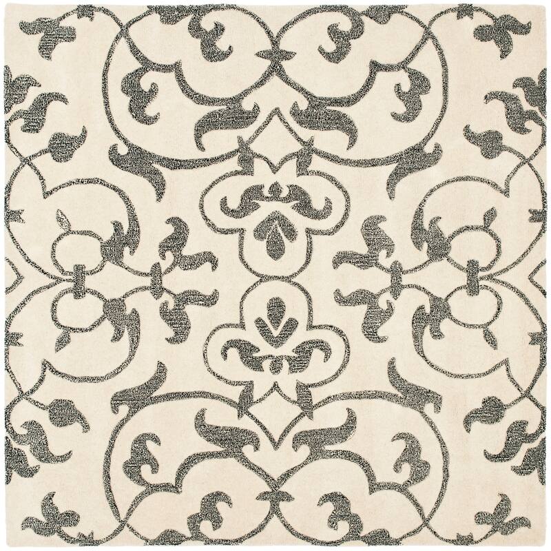 SAFAVIEH Handmade Soho Sharee N.Z. Wool Rug - 8' Square - Ivory/Grey