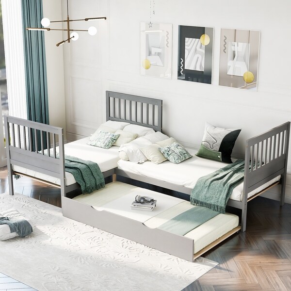 LShaped Selected Separable Twin Platform Bed Practical Space Saving