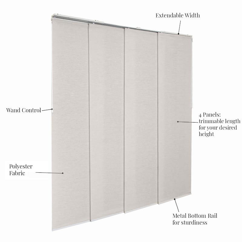 CHICOLOGY Adjustable Sliding Panels, 4-Rail Track, Vertical Blinds, Pation Door Curtain, Room Divider