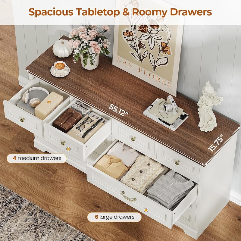 Farmhouse Drawers Dresser for Bedroom Storage Dressers Organizer