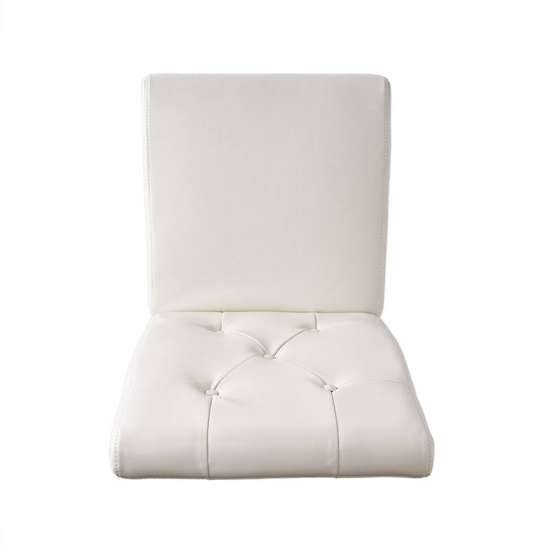 Faux Leather Dining Chair Set of 2, Modern High-Back Kitchen Chair with Wooden Legs, Armless Side Chair