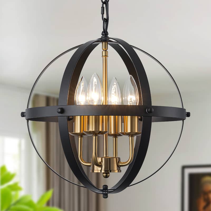 Starsky 6-Light 20.47inch Modern Farmhouse Globe Ceiling Lights Open Cage Chandelier - 4-Light