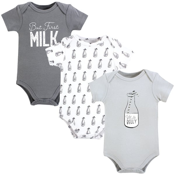 slide 1 of 1, Hudson Baby Cotton Bodysuits, Milk Belly Bottle 12-18 Months - Milk Belly Bottle