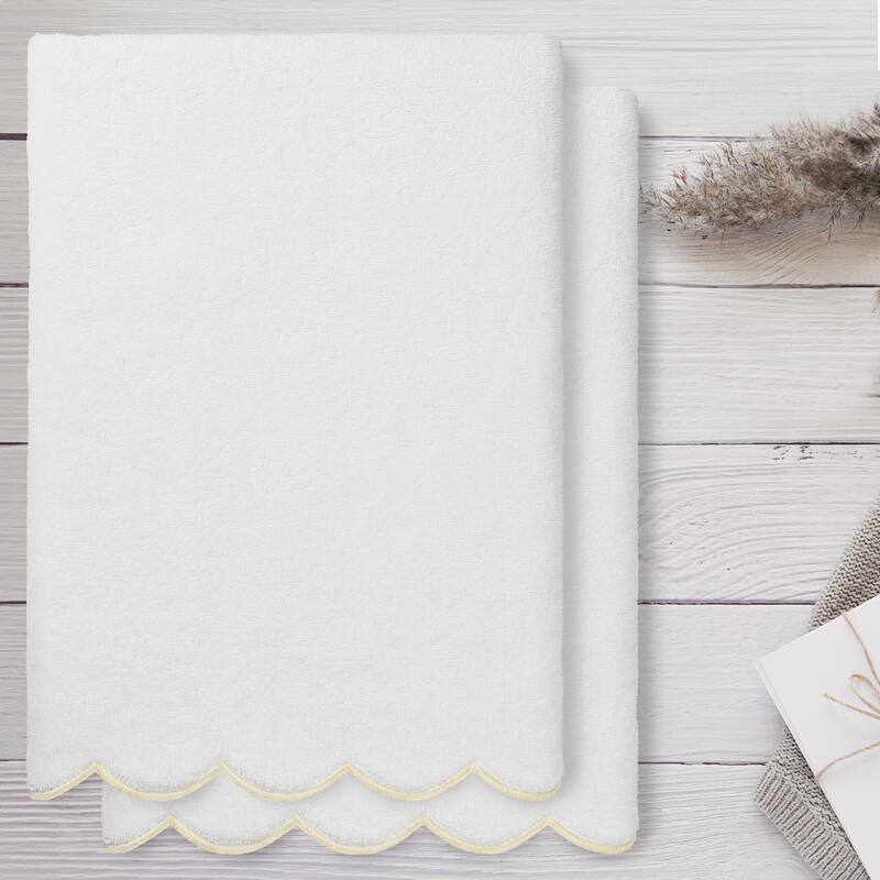 Authentic Hotel and Spa 100% Turkish Cotton ADORNIA Scallop Bath Towel