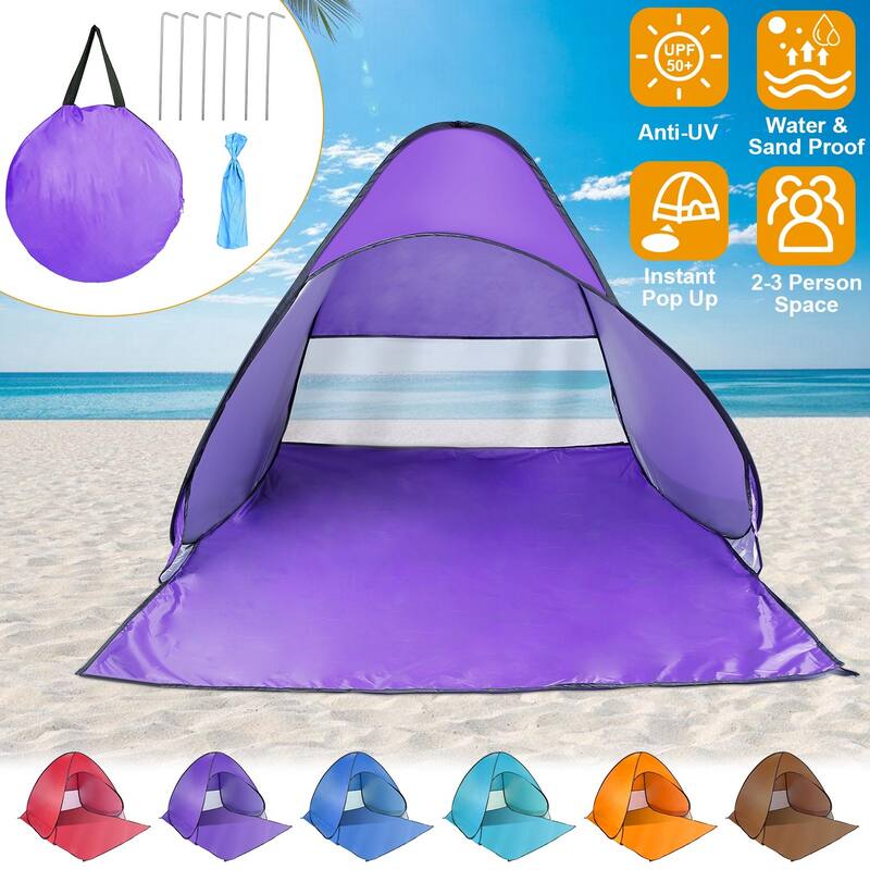 Pop Up Beach Tent Sun Shade Shelter Anti-UV Waterproof 2-3 Person - 64.96 x 59.06 x 43.31in