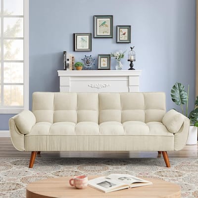 75.39" Futon Sofa Bed, Convertible Folding Futon Couch Recliner Lounge For Living Room With 2 Pillow/Armrest