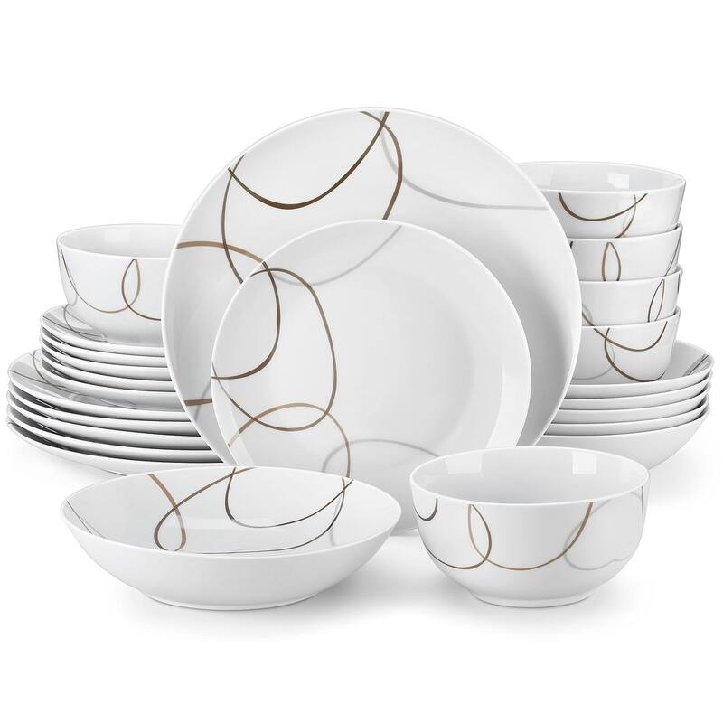 VEWEET NIKITA Porcelain Versatile Multi-Piece Dinnerware Set - 24 Piece