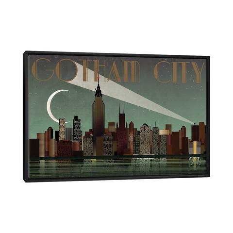 iCanvas "Gotham City Skyline Batman" by WyattDesign Framed Canvas Print