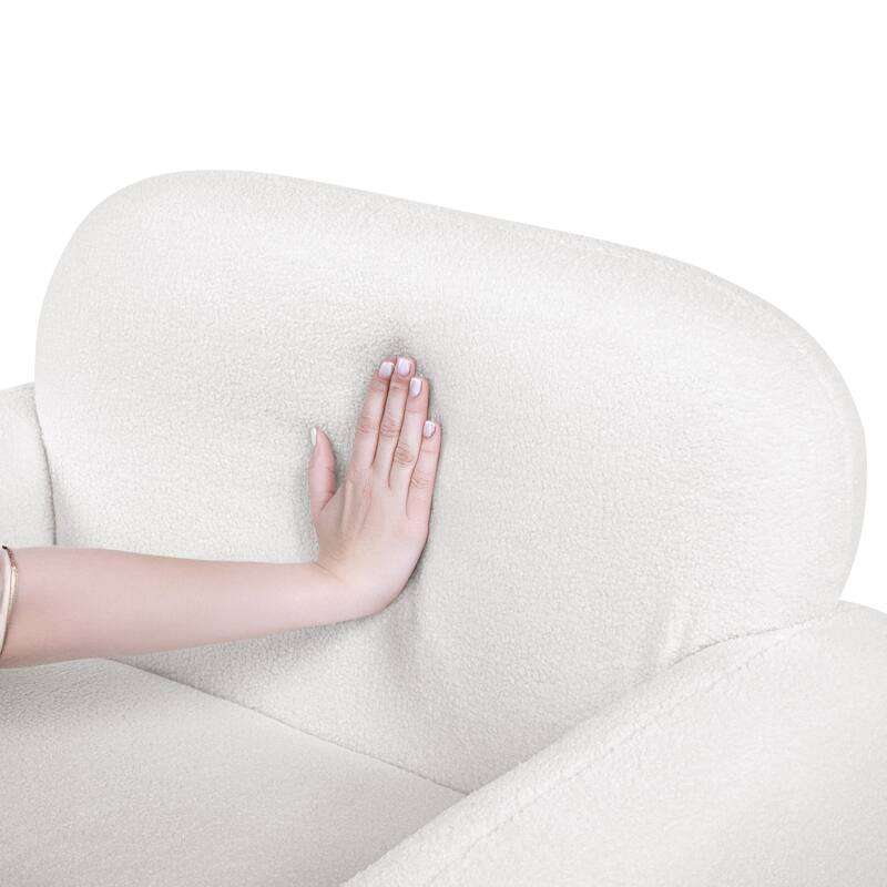 Stylish and Minimalist Teddy Fleece Single Sofa Chair with Arms and Pillow