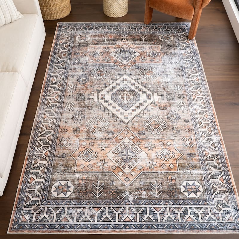 Nuloom Layana SplashGuard Geometric Machine Washable Area Rug - 5' x 8' - Rust