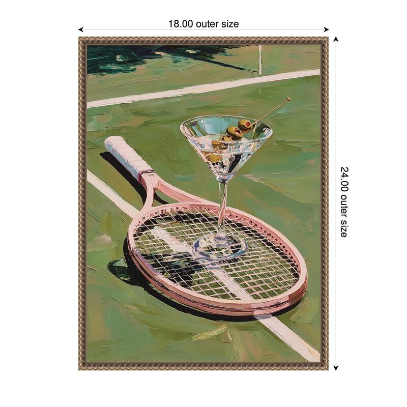 Kate and Laurel Tennis Martini by Honey Island Studio Framed Canvas Wall Art Print