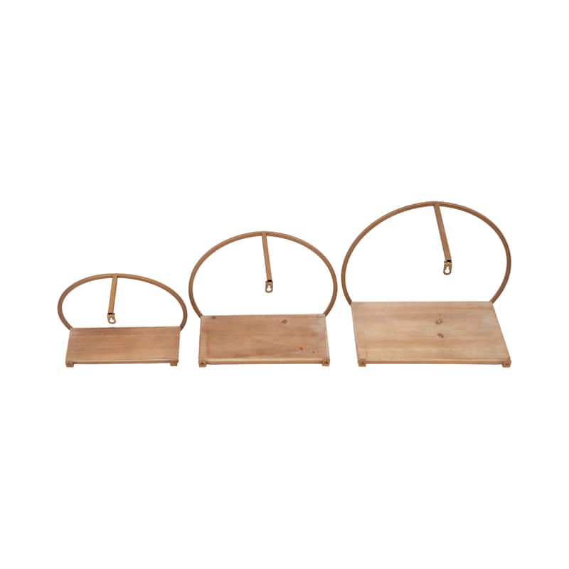 Sagebrook Home Modern Set of 3 Metal and Wood Storage Shelves