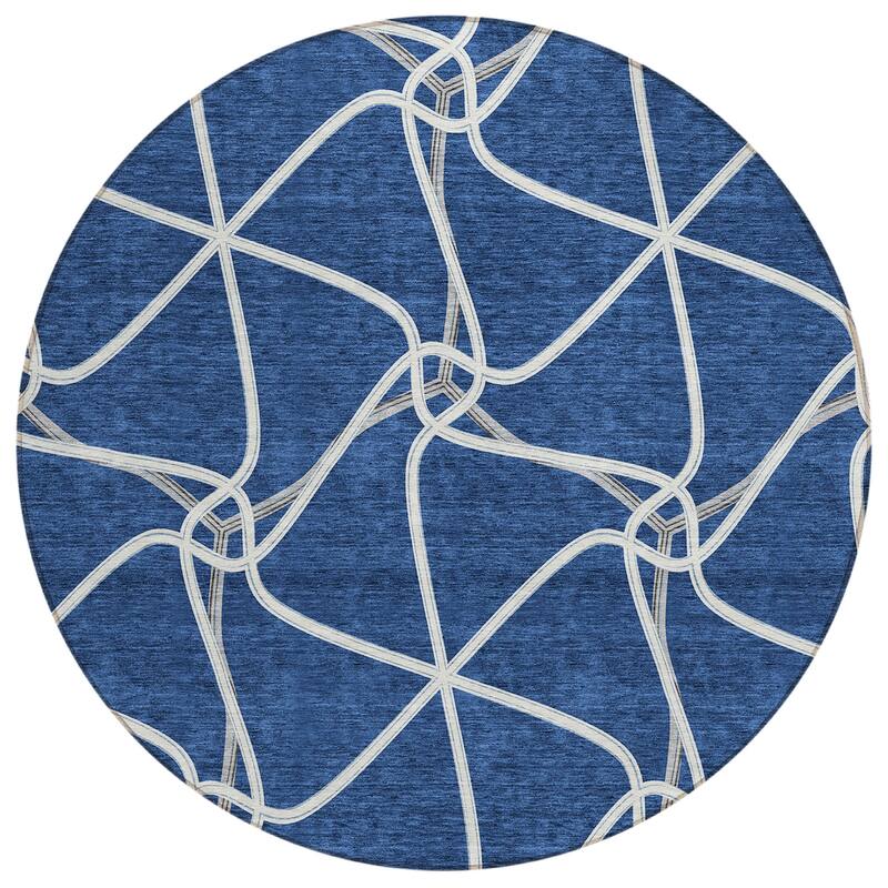 Machine Washable Indoor/ Outdoor Contemporary Links Chantille Rug