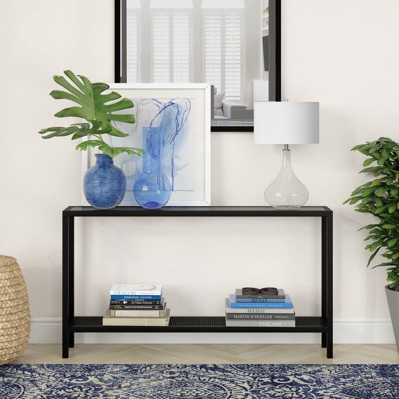 Rigan Modern Metal and Glass Console Table